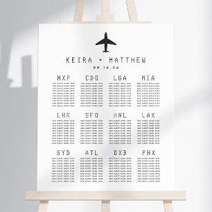Travel Theme Airport Code Wedding Seating Chart Foam Board