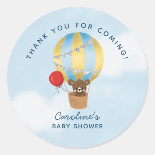 Travel Theme Baby Shower Blue Thank You Favor Classic Round Sticker