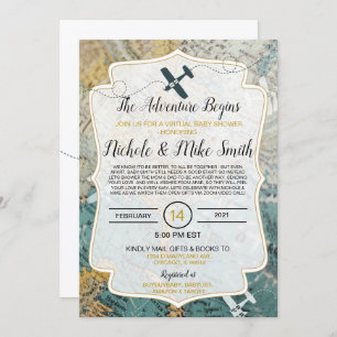 Travel Theme baby shower invitation card virtual