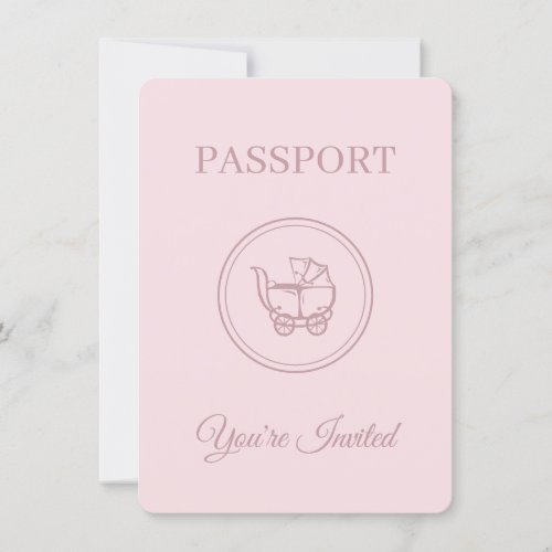 Travel Theme Baby Shower Pink Passport Invitation