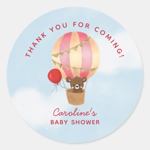 Travel Theme Baby Shower Pink Thank You Favor Classic Round Sticker