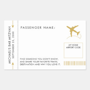 Travel Theme Boarding Pass Mixer Name Tag Sticker