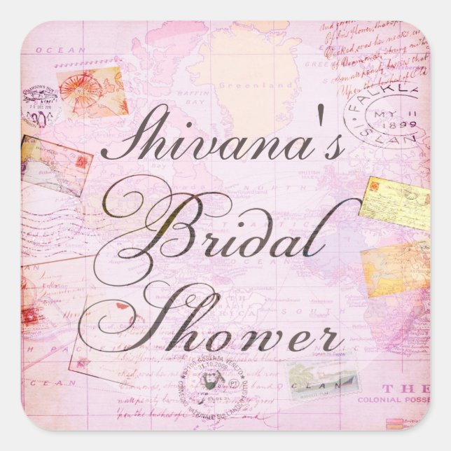 Travel Theme Bridal Shower stickers (Front)