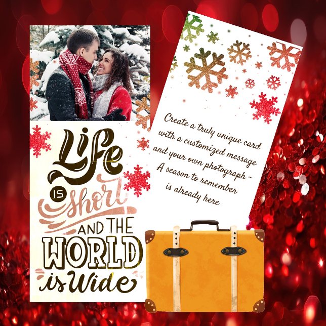 Travel Theme Christmas Holiday Photo Card (Share Your Love of Adventure - Tell the Tales with Unique Travel Themed Christmas Photo Card)