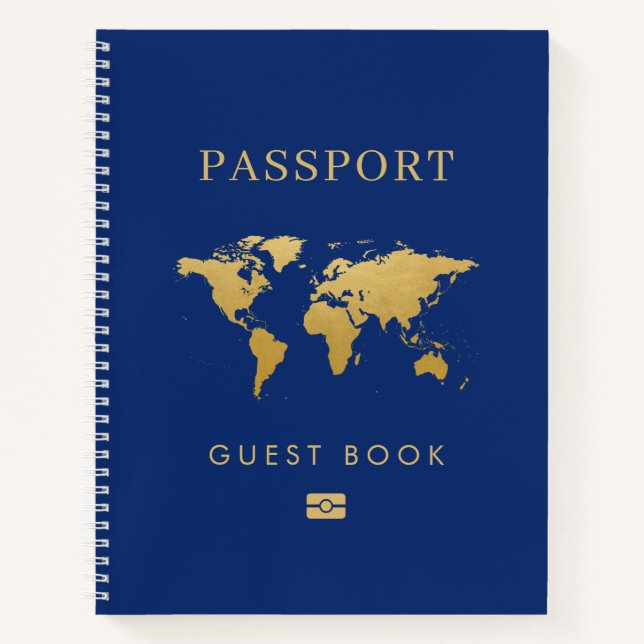 Travel Theme Destination Passport Guest Book (Front)