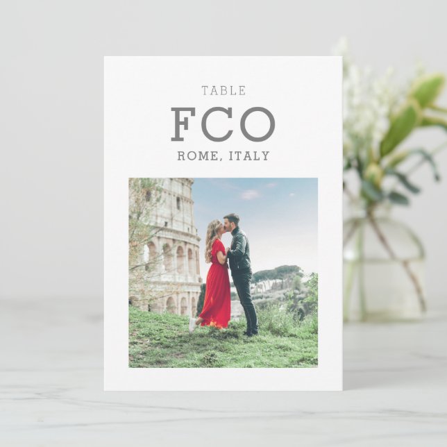 Travel Theme Destination Photo Table Number Card (Standing Front)