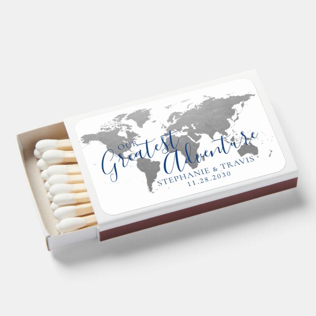 Travel Theme Greatest Adventure Personalized Matchboxes (Front Open)