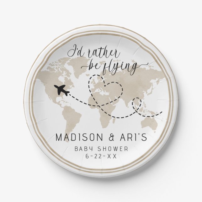 Travel Theme I'd Rather Be Flying Paper Plates (Front)