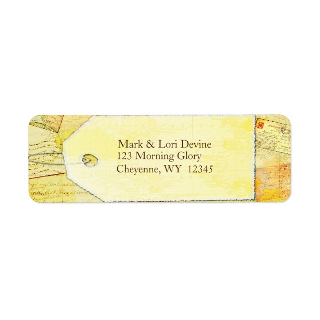 Travel theme in cocoa and cream address labels. label (Front)