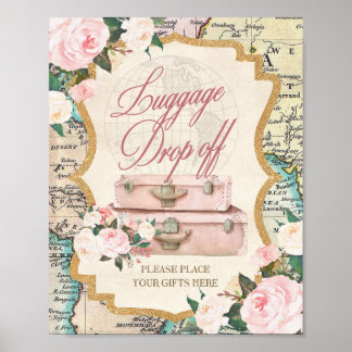 TRAVEL theme LUGGAGE DROP OFF - GIFT Table Sign 