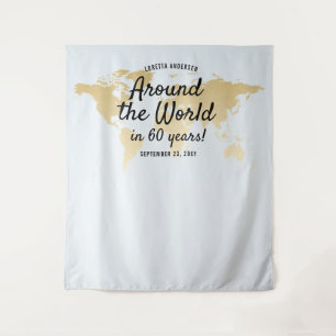 Travel Theme Party Blue Map Photo Selfie Backdrop