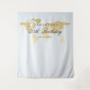 Travel Theme Party Blue Map Photo Selfie Backdrop