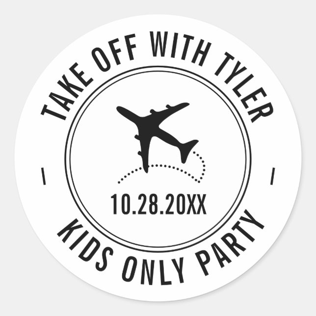 Travel Theme Party Personalized Airplane  Classic Round Sticker (Front)