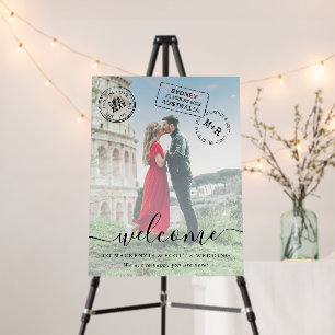 Travel Theme Passport Stamp Photo Welcome Sign