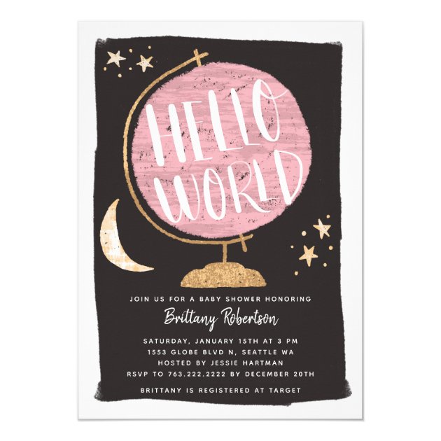 hello world baby shower invitations