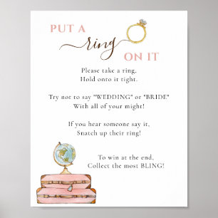 Travel Theme Put a ring on it Bridal Shower Game Poster