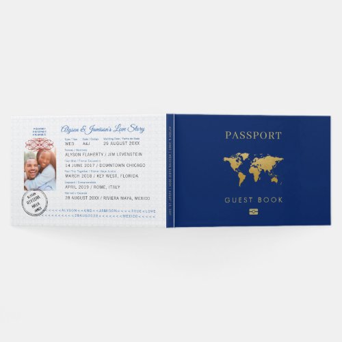 Travel Theme UNIQUE Editable Passport Photo Page Guest Book