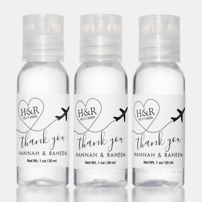Travel Theme Wedding Favor Hand Sanitizer (Set)