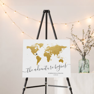 Travel Theme World Map Guest Signature Board