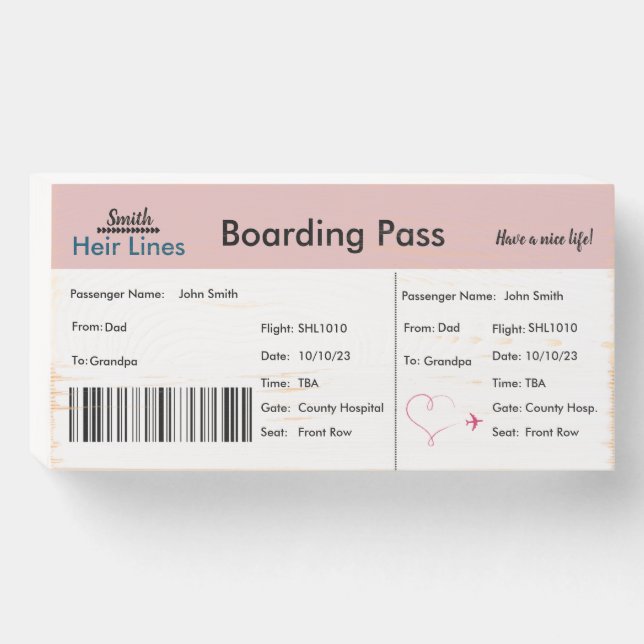 Travel-Themed Air Ticket Adoption Announcement Wooden Box Sign (Front Horizontal)
