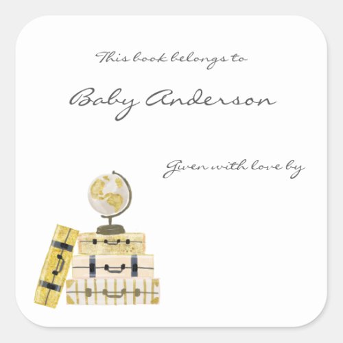 Travel Themed Baby Shower bookplate sticker