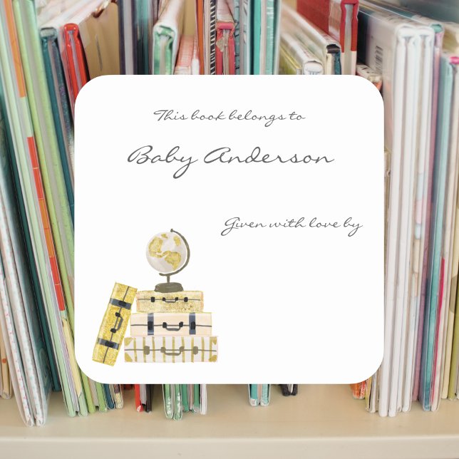 Travel Themed Baby Shower bookplate sticker (Creator Uploaded)