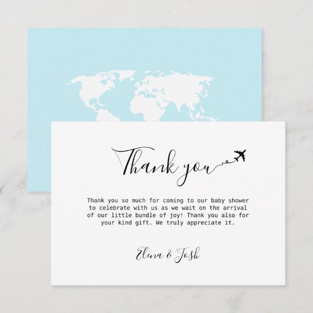 Travel themed Baby Shower Cute Flat Thank You Card (Front/Back)