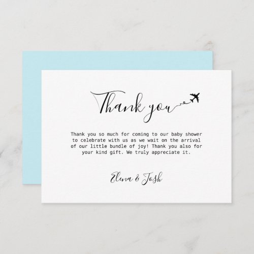 Travel themed Baby Shower Cute Flat Thank You Card