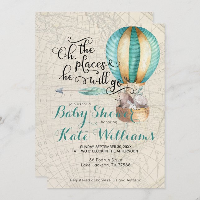 Travel Themed Baby Shower Invitation (Front/Back)