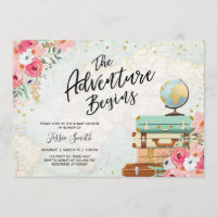 Travel themed Baby shower invite Adventure Begins