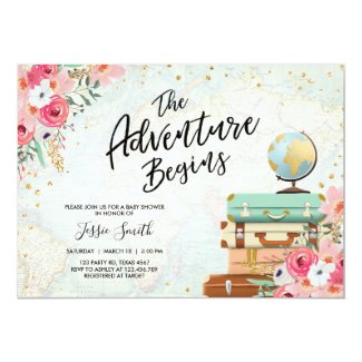 Travel themed Baby shower invite Adventure Begins