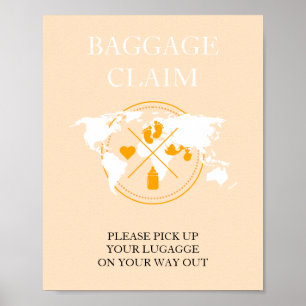 Travel Themed Baby Shower Passport Baggage Claim Poster