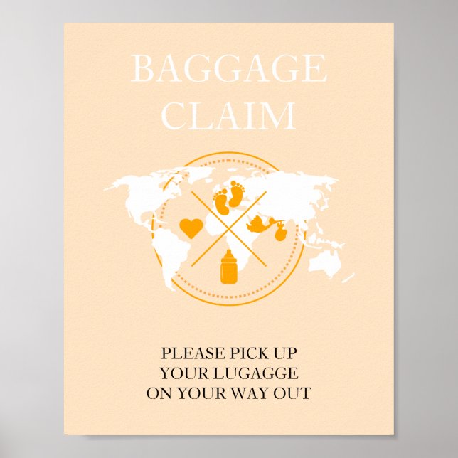 Travel Themed Baby Shower Passport Baggage Claim   Poster (Front)