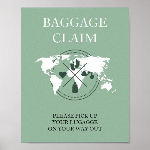 Travel Themed Baby Shower Passport Baggage Claim  Poster