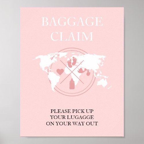 Travel Themed Baby Shower Passport Baggage Claim   Poster
