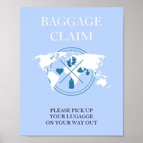 Travel Themed Baby Shower Passport Baggage Claim   Poster