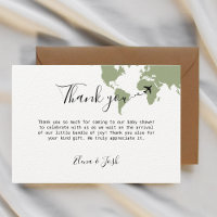 Travel themed Baby Shower World Map Sage Green