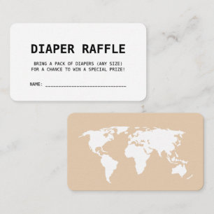Travel Themed Boho Beige Baby Shower Diaper Raffle Enclosure Card