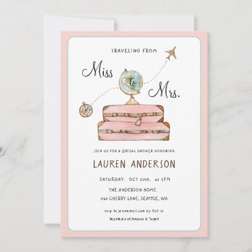 Travel Themed Bridal Shower Invitation