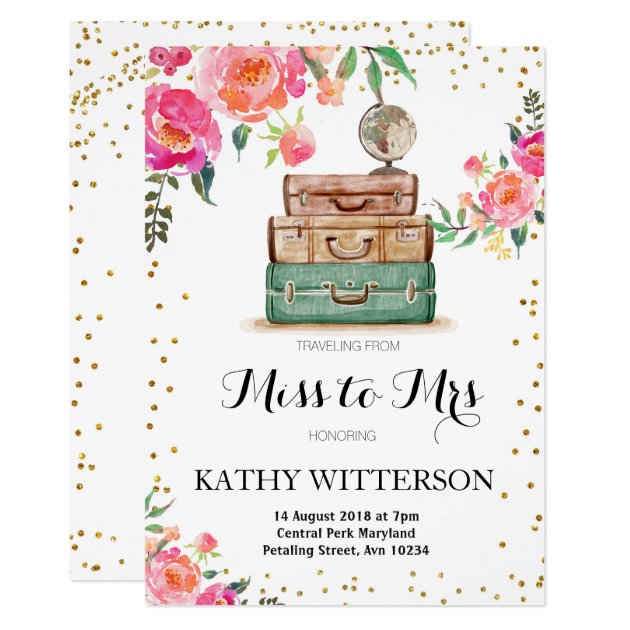 Travel Themed Bridal Shower Invitation