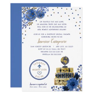 Travel themed bridal shower invitation