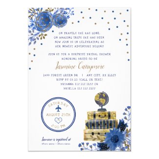 Travel themed bridal shower invitation