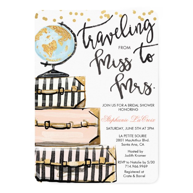 Travel Themed Bridal Shower Invitation