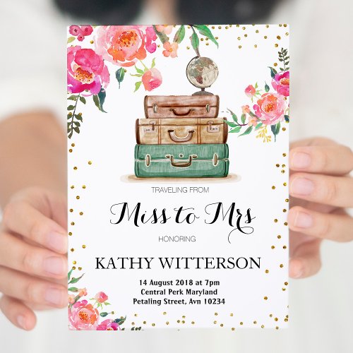 Travel Themed Bridal Shower Invitation