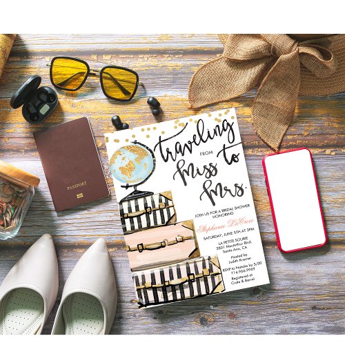 Travel Themed Bridal Shower Invitation