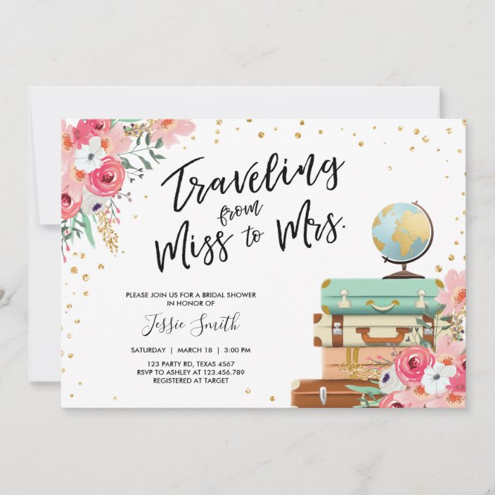 Travel themed Bridal shower invitation Miss to Mrs | Zazzle.com