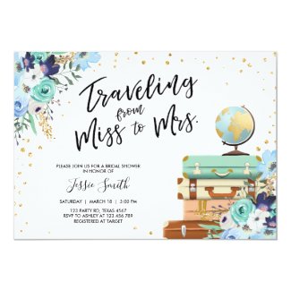 Travel themed Bridal shower invitation Miss to Mrs