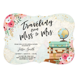 Travel themed Bridal shower invitation Miss to Mrs