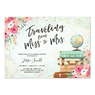 Travel themed Bridal shower invitation Miss to Mrs