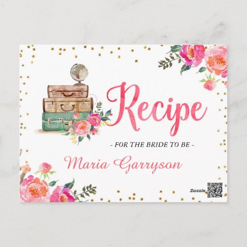 Travel Themed Bridal Shower Recipe Card